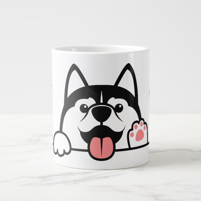 Caneca De Café Grande Nome e texto personalizados siberian Husky Cujo (Frente)