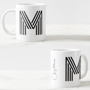 Caneca De Café Grande Nome & Monograma JumboCup Inicial personalizada