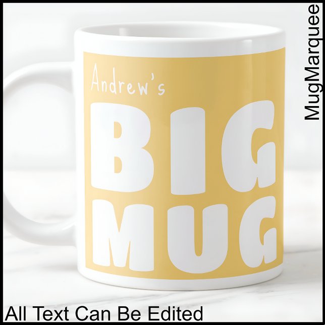 Caneca De Café Grande Nome personalizado Big Mug Yellow C65 Novidade eng (Criador carregado)