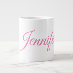 Caneca De Café Grande Nome Personalizado Branco Elegante de Caligrafia R