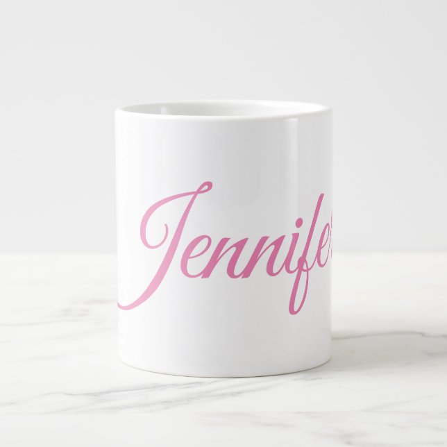 Caneca De Café Grande Nome Personalizado Branco Elegante de Caligrafia R (Frente)