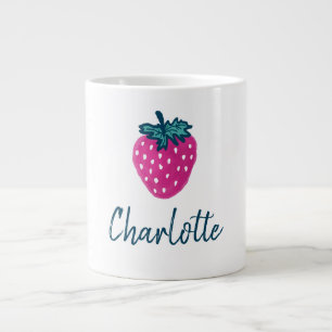 Caneca De Café Grande Nome Personalizado da Fruta de Morango Cujo