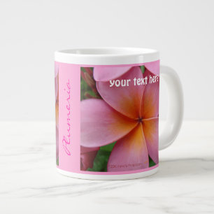 Caneca De Café Grande Nome Personalizado de Flor Tropical Plumeria Rosa