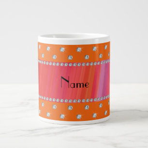 Caneca De Café Grande Nome personalizado diamantes de laranja