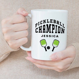 Caneca De Café Grande Nome personalizado do campeão de picleball inicia 