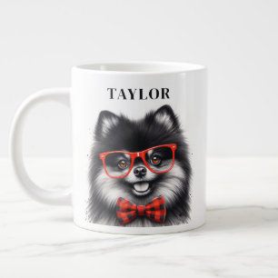 Caneca De Café Grande Nome Personalizado dos Óculos de Nerd Vermelho Pom