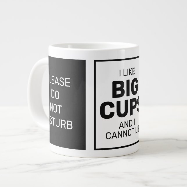 Caneca De Café Grande Nome personalizado e texto jumbo (Frente Esquerda)