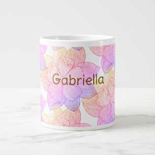 Caneca De Café Grande Nome Personalizado Gabriella "Sunset Bloom" Jumbo