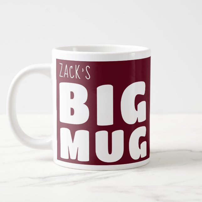 Caneca De Café Grande Nome Personalizado Grande Mug Maroon C31 Novidade  (Esquerda)