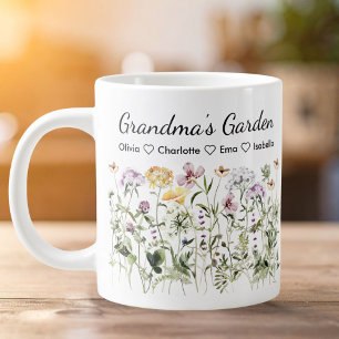 Caneca De Café Grande Nome Personalizado Jardim da Vovó Dia das Mães 