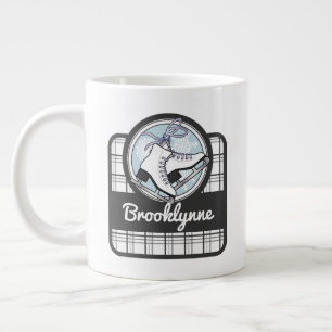 Caneca De Café Grande Nome Personalizado Patinação no Gelo Xadrez Fofo M