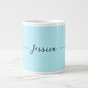 Caneca De Café Grande Nome Profissional Simples Elegante Moderno Azul