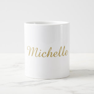 Caneca De Café Grande Nome Próprio Criativo Moderno Cor Dourada Script