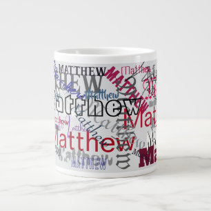Caneca De Café Grande Nome Repetido Personalizado Grafitti de Palavras