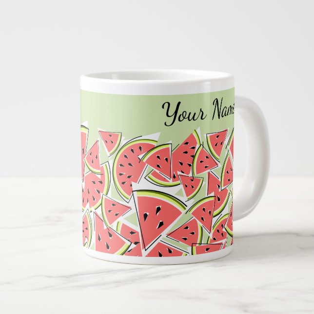 Caneca De Café Grande Nome Verde da Melancia (Frente Esquerda)