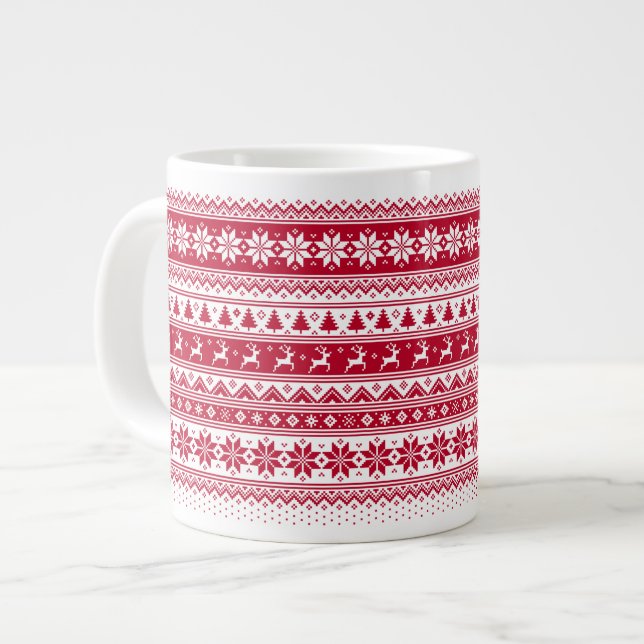 Caneca De Café Grande Nórdico - Natal escandinavo Jumbo MugV2 (Frente Esquerda)