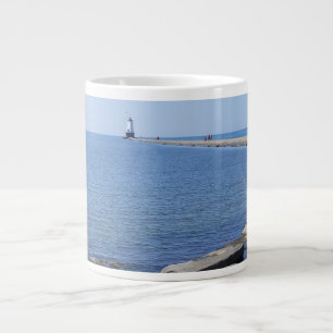 Caneca De Café Grande North Pierhead Lighthouse, Ludington, MI