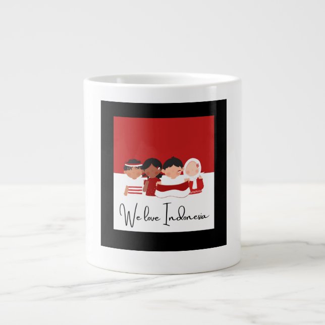 Caneca De Café Grande Nós amamos a Indonésia (Frente)