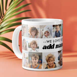 Caneca De Café Grande Nós Amamos Você Vovó - 23 Colagem de Fotos