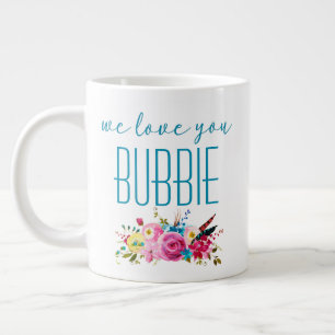 Caneca De Café Grande Nós Te Amamos Bubbie Floral Rosa Claro