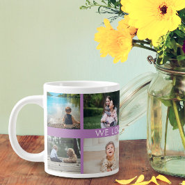 Caneca De Café Grande Nós Te Amamos Vovó Colagem de Fotos Personalizada