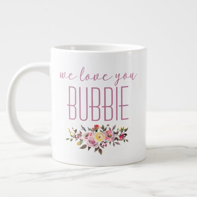 Caneca De Café Grande Nós Te Amo Bbie Pink Floral (Esquerda)