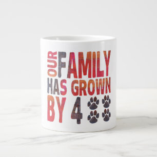 Caneca De Café Grande Nossa Família Cresceu Com Quatro Pet Mug