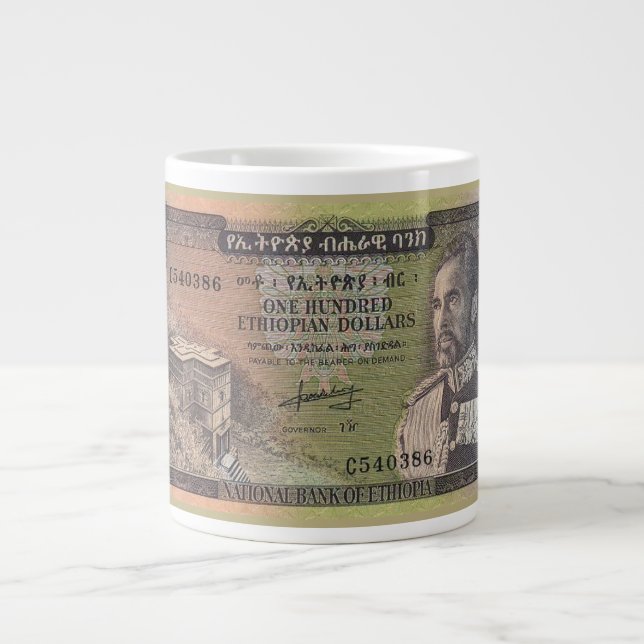 Caneca De Café Grande Nota antiga de Birr etíope (Frente)