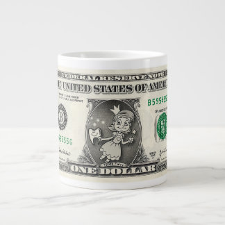 Caneca De Café Grande Nota de Dólar da Fada do Dente