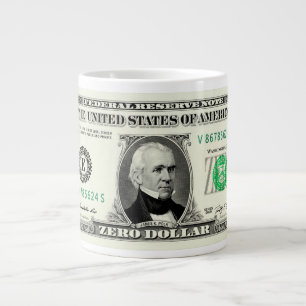 Caneca De Café Grande Nota de Zero Dólar