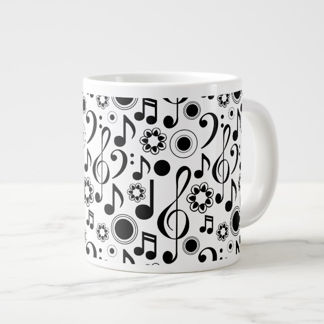 Caneca De Café Grande Notas e Clefs de Música (Frente Esquerda)