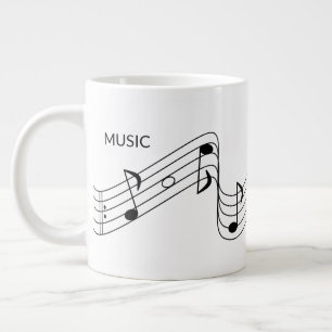 Caneca De Café Grande Notas Musicais para Professores de Música