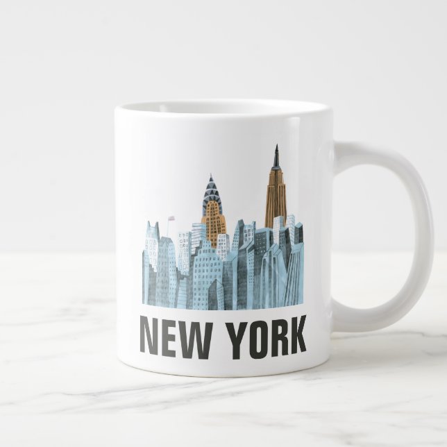 Caneca De Café Grande Nova Iorque de Desenho Mão, NY (Direita)