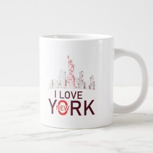 Caneca De Café Grande "Nova York", "Eu Amo Nova York" Design Personaliza