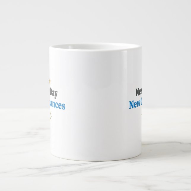 Caneca De Café Grande Novo Dia, Novas Chances" Minimalista  (Frente)