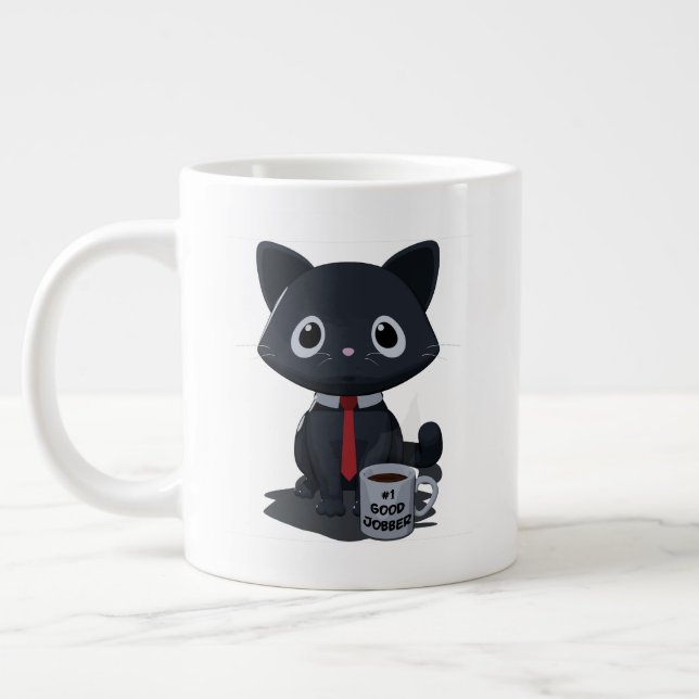 Caneca De Café Grande Number One Good Jobber Cat Specialty Mug (Esquerda)