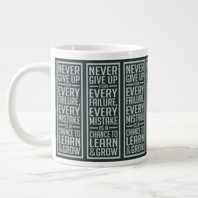 Caneca De Café Grande NUNCA DESISTA DE Jumbo MÚSICA motivacional (Esquerda)
