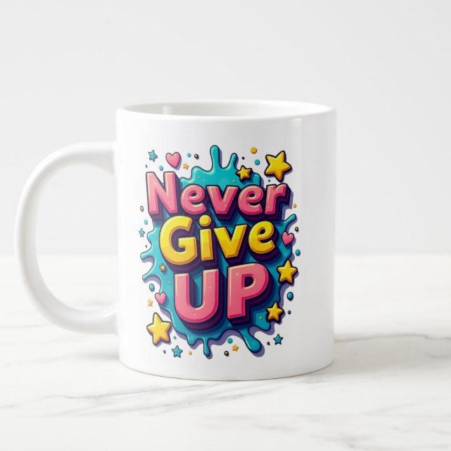 Caneca De Café Grande Nunca Desistir (Esquerda)