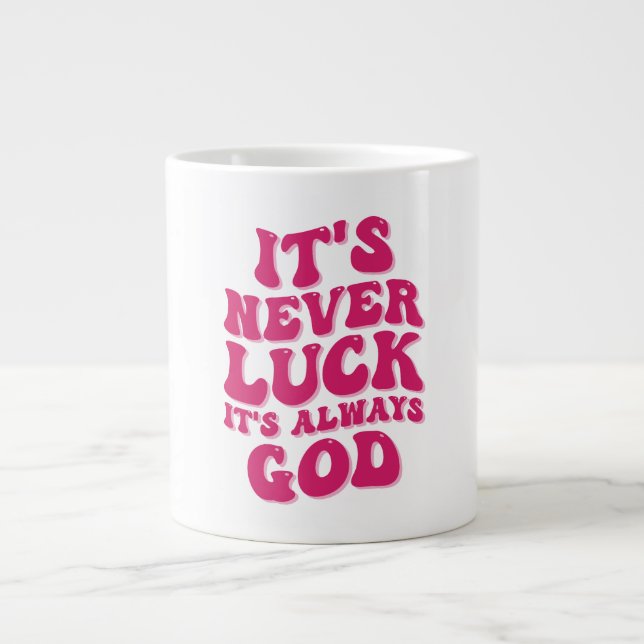 Caneca De Café Grande Nunca é Sorte que é sempre Deus (Frente)