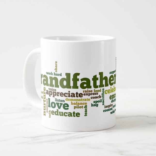 Caneca De Café Grande Nuvem de Palavras do Avô (Frente Esquerda)