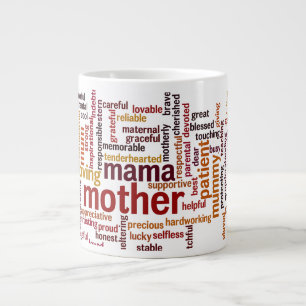 Caneca De Café Grande Nuvem de Palavras-Mãe