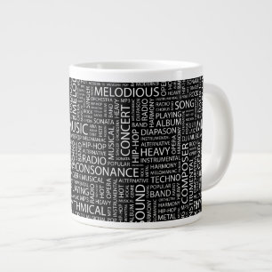 Caneca De Café Grande Nuvem de palavras padrão MUSIC