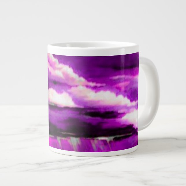Caneca De Café Grande Nuvens de Tempestade Rosa (Frente Esquerda)