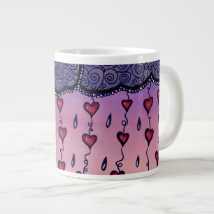 Caneca De Café Grande Nuvens e corações bonitos