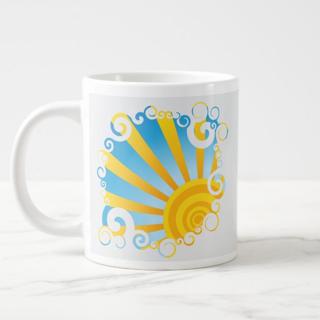 Caneca De Café Grande Nuvens Giratórias Sobre Explosão de Sol (Esquerda)