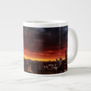 Caneca De Café Grande Nuvens, Sol E Vermelho