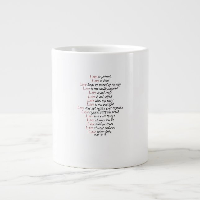 Caneca De Café Grande O Amor é Paciente Estilo Elegante  (Frente)