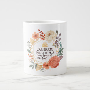 Caneca De Café Grande O Amor Floresce Silenciosamente – Aquarela de Cita