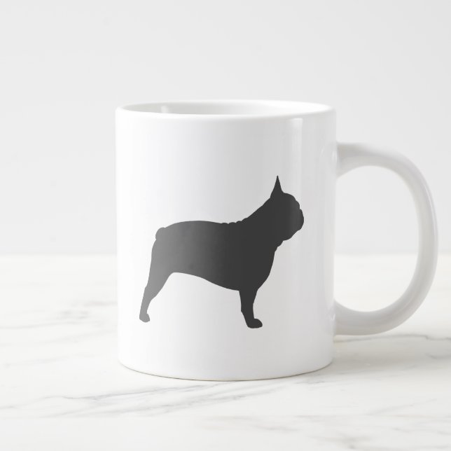 Caneca De Café Grande O Bulldog Francês Silhouettes Frenchie Dogs (Direita)