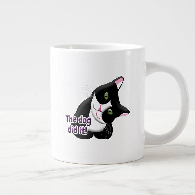Caneca De Café Grande O cachorro fez isso Gato (Direita)